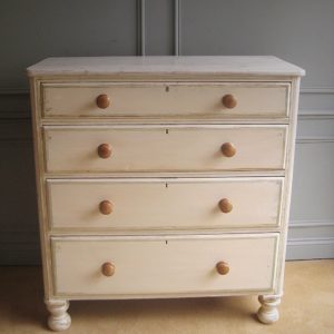 Painted pine chest of drawers with faux marble top