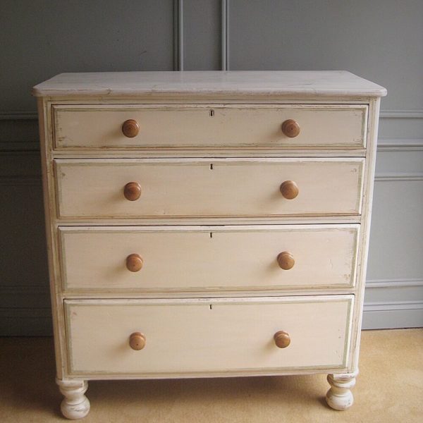 Painted pine chest of drawers with faux marble top