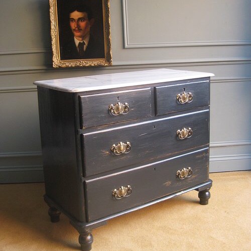 Antique painted pine chest of drawers