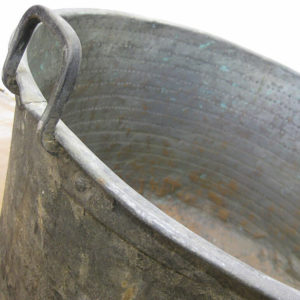 Large antique copper cauldron
