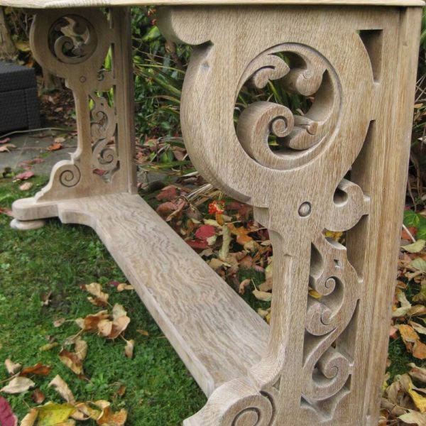 bleached oak carved legs